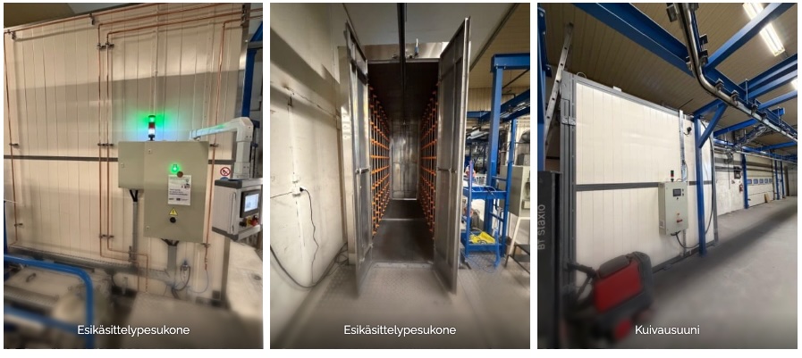 Esikäsittelylaitteisto jauhemaalaamoon